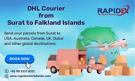 DHL Courier from Surat to Falkland Islands | Free Pickup & Fast Delivery